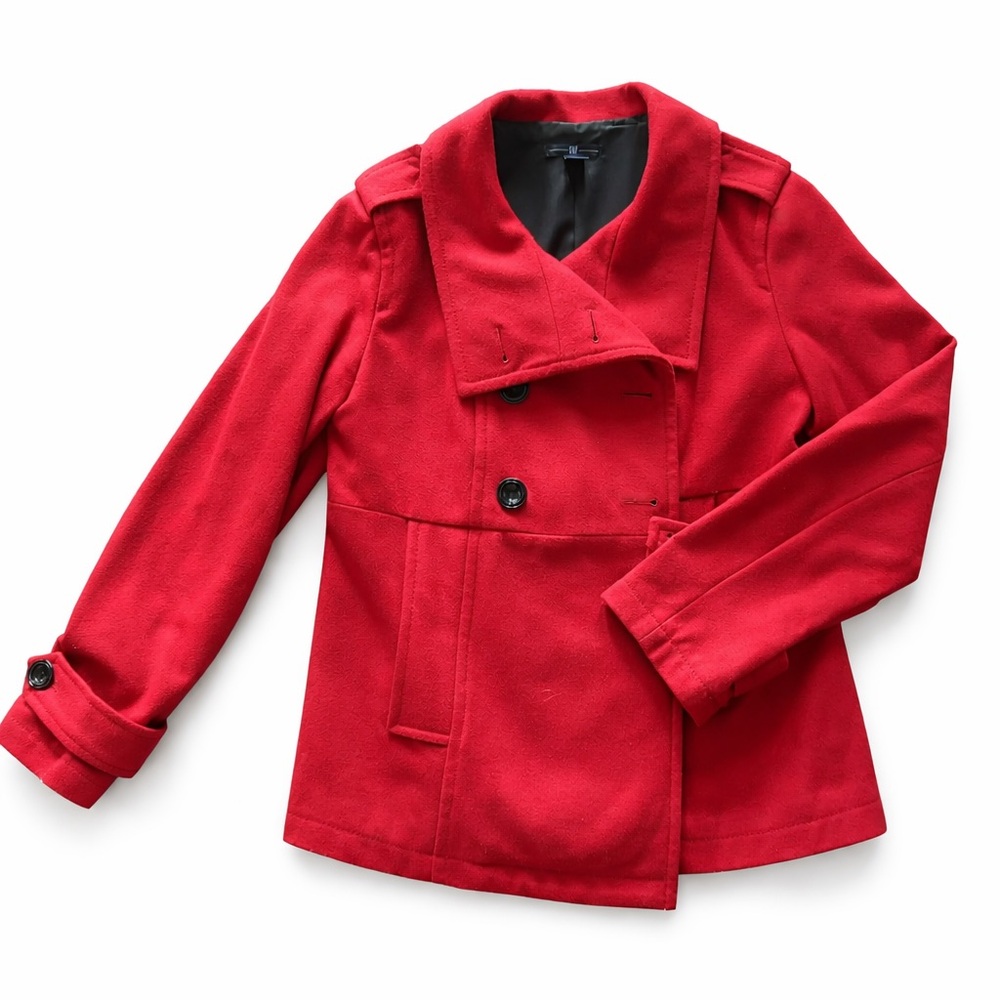 GAP Bright Red Wool Pea Coat